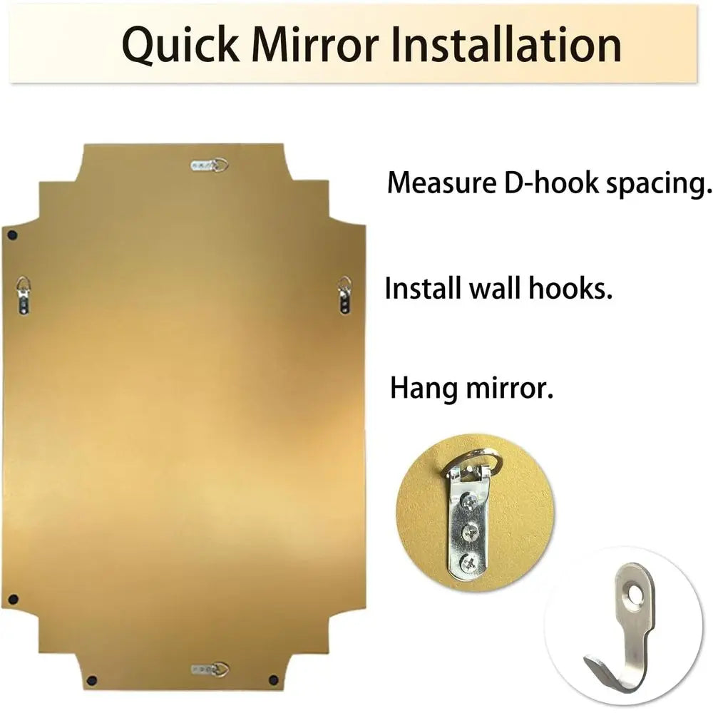 Wooden Frame Bathroom Mirror With Scalloped Beveled Glass