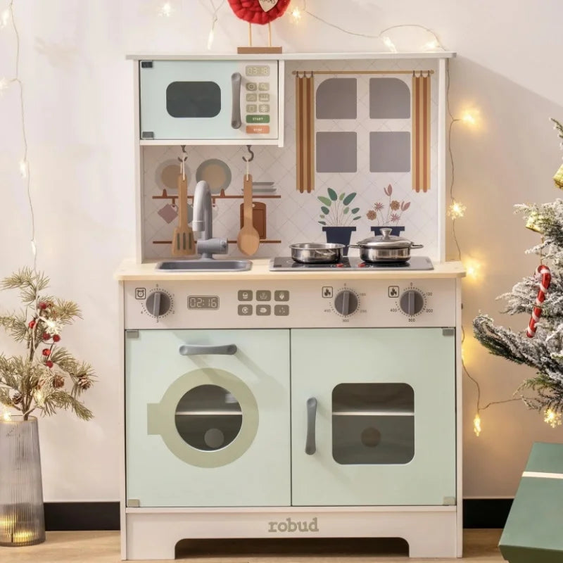 Rolife Robud Play Kitchen Wooden Set With Interactive Lights