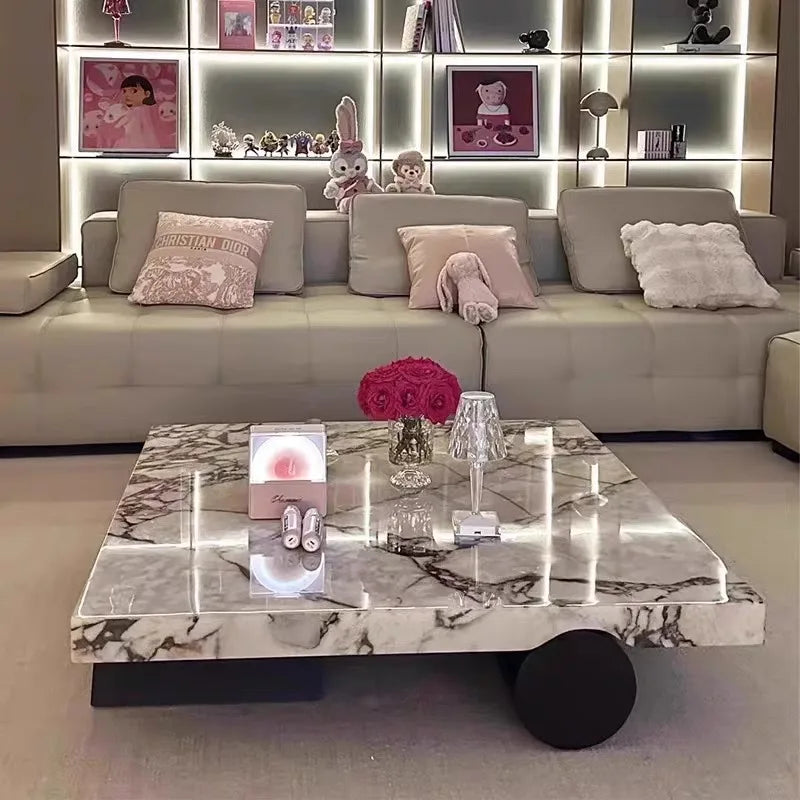 OMGD Marble Square Coffee Table Minimalist Modern Heat Resistant