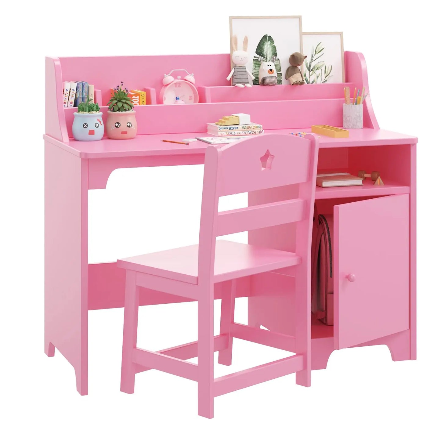 HiMISS Kids Study Desk with Chair and Hutch Organizer
