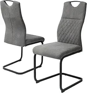 Modern Armless Dining Chairs Set of 2 Upholstered In PU Leather For Kitchen