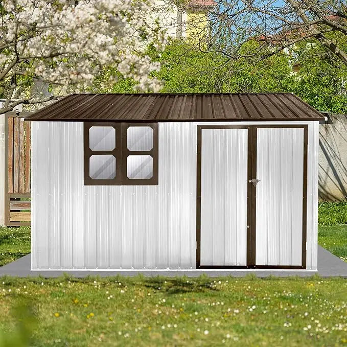XMSJ Metal Garden Shed With Window And Lockable Doors