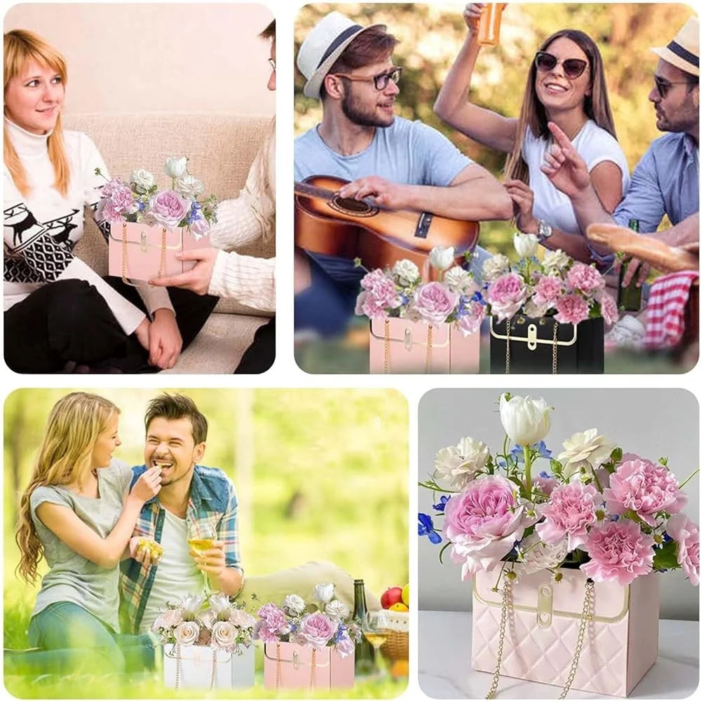 Fujian Paper Flower Gift Boxes With Metal Chain