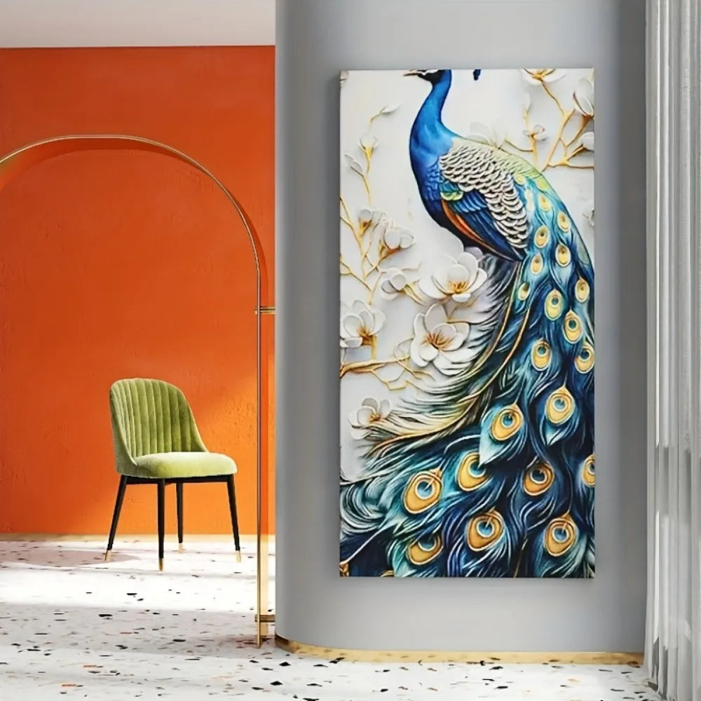 Hign-concerned Peacock Canvas Wall Art With Wood Frame