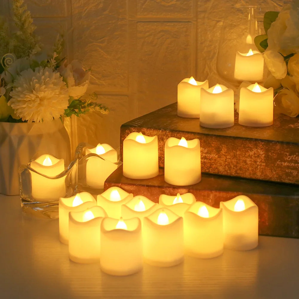 Feature Flameless LED Tealight Candles 12 Or 24 Pack