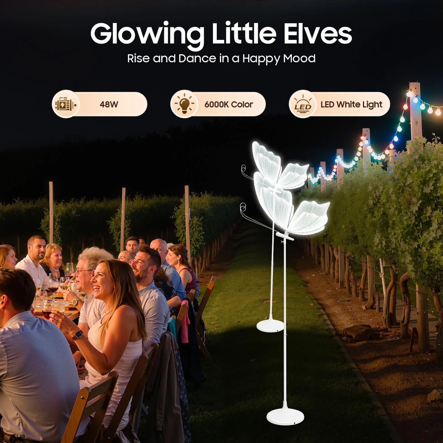 Bymaocar Butterfly Wedding Lights 48W LED Floor Lamp