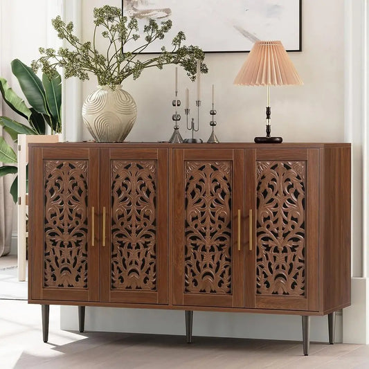 Elegant Accent Cabinet With Four Doors Wood Storage Solution