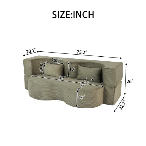 Memory Foam Sofa Bed Foldable With Faux Fur Upholstery