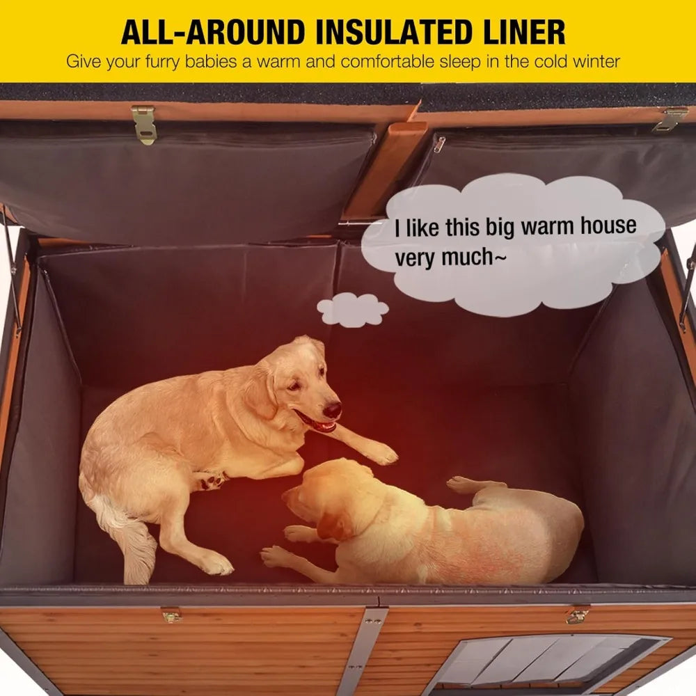 Large Insulated Dog House 59 Inch Waterproof Kennel for Indoor and Outdoor Use