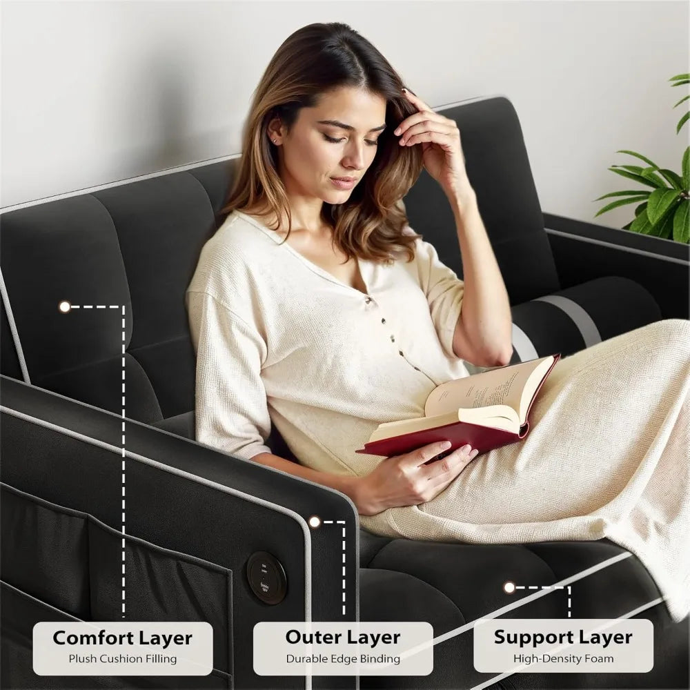 DAFIFY 3 In 1 Convertible Sleeper Sofa Bed With USB Ports