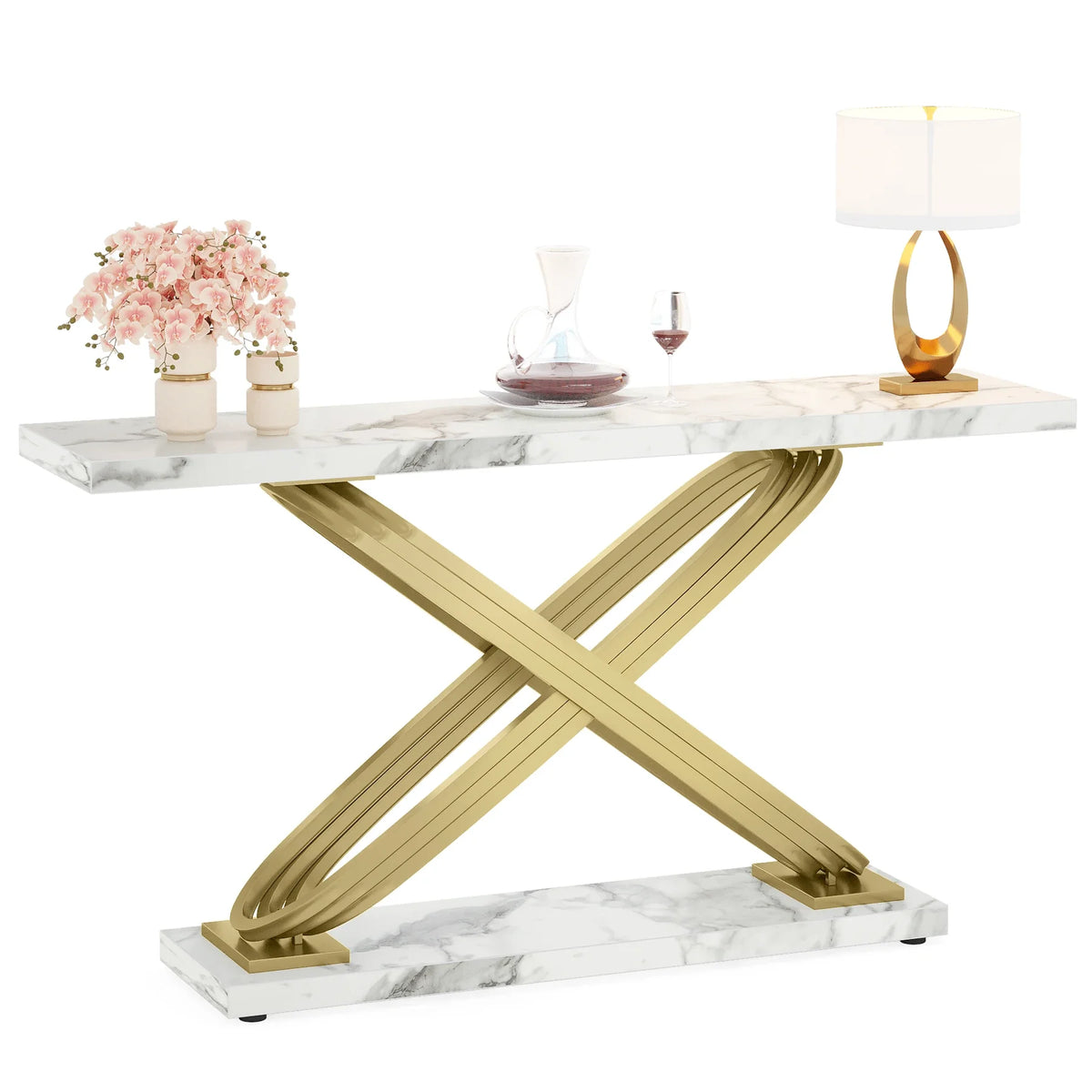 Tribesigns Modern Faux Marble Console Table for Entryway Use