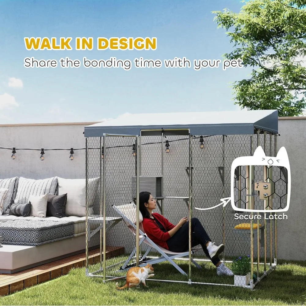 Walki Catio Outdoor Cat Enclosure With Waterproof Canopy