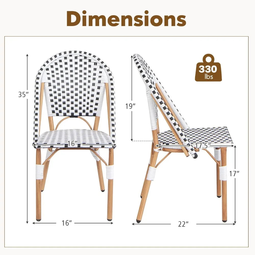 MKDK French Bistro Outdoor Dining Chair Set Of Four
