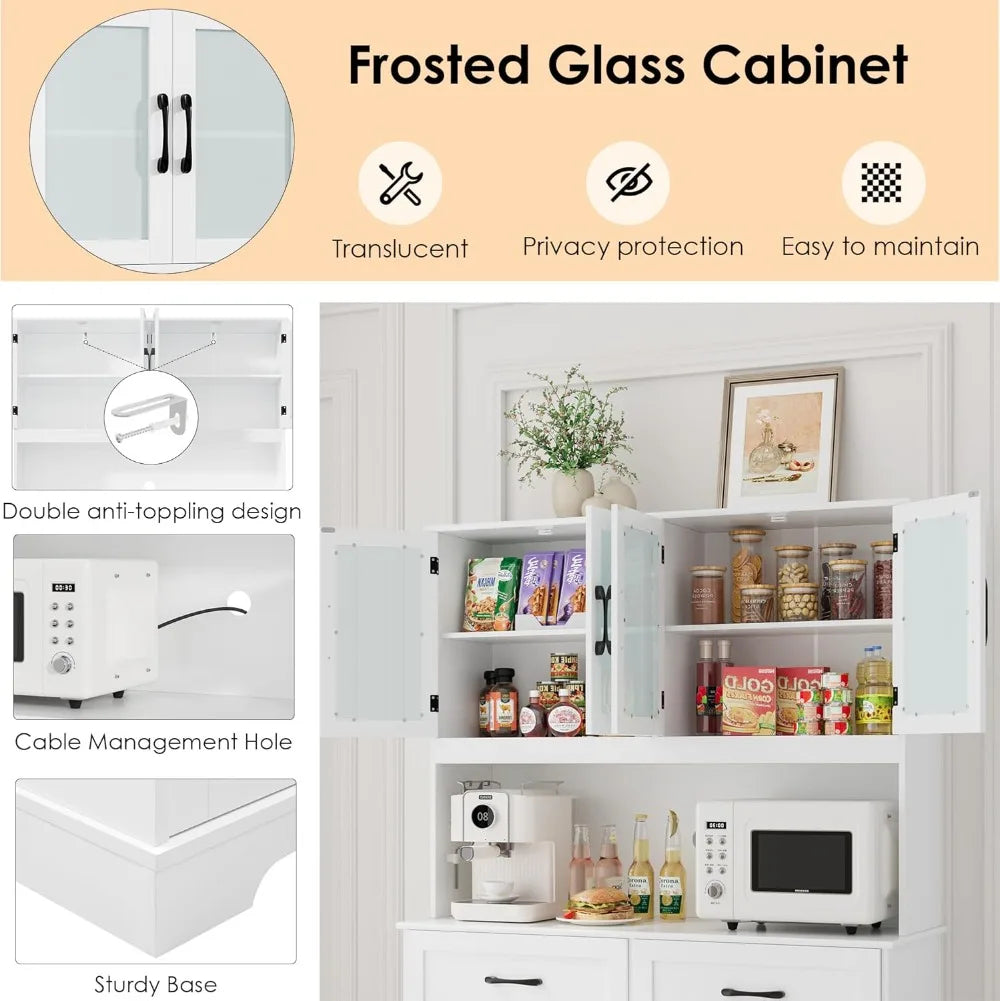 Charge Kitchen Pantry Storage Cabinet With Microwave Hutch