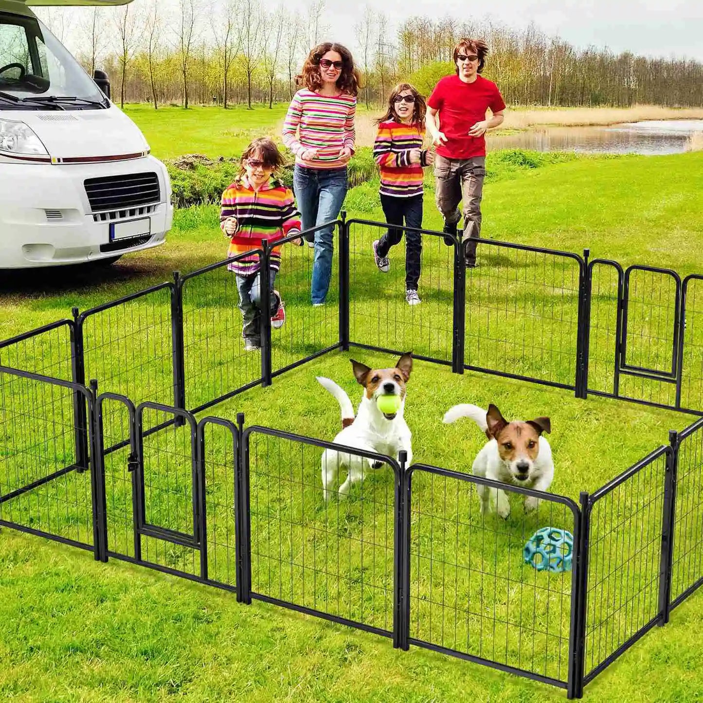 16 Panel 24 Inch Pet Exercise Playpen with Sound Reduction Cover and Clips