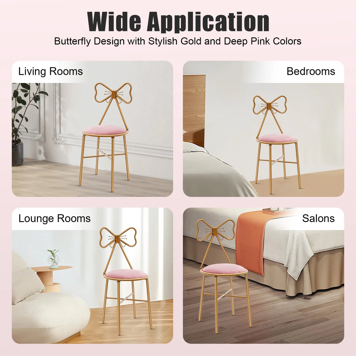 Bymaocar Butterfly Backrest Chair Vanity Stool For Living Room
