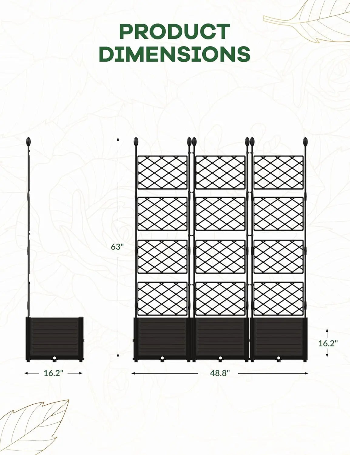 HiMISS Plastic Plant Box with Metal Trellis