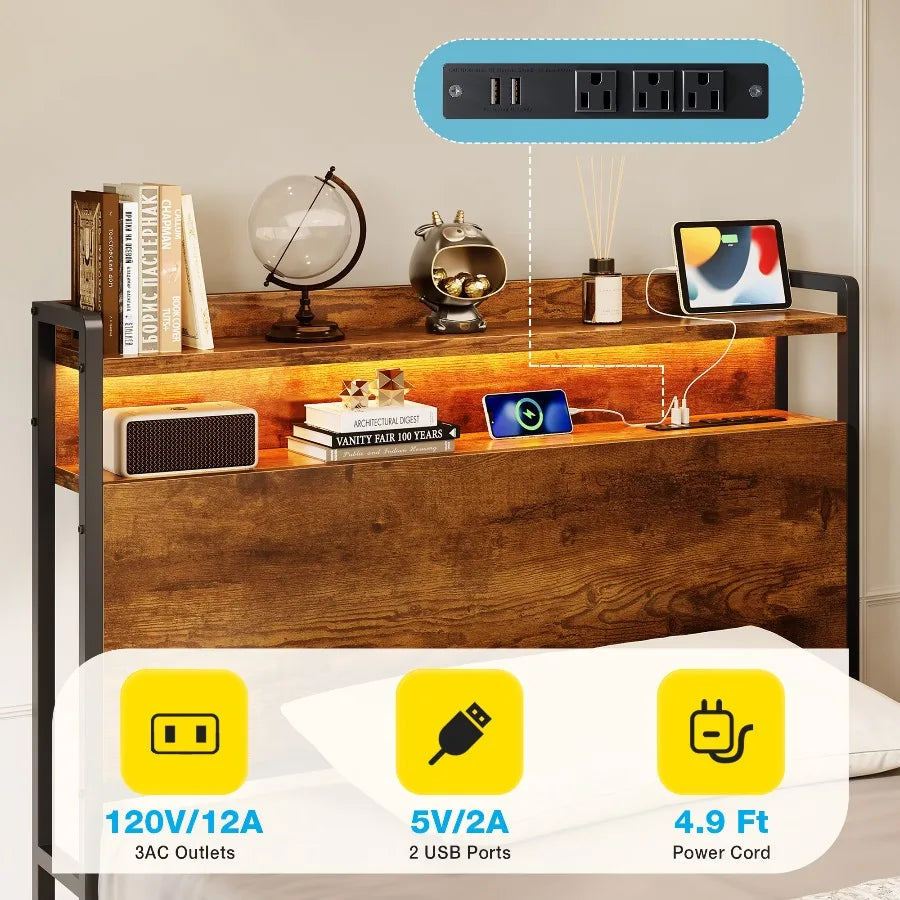 Casacomoda Platform Bed Frame With Storage Headboard Charging Station