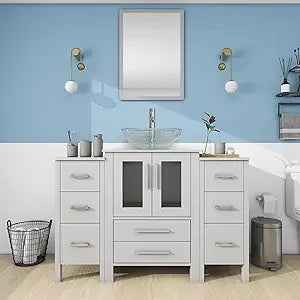 48 Inch Black Bathroom Vanity with Sink Combo and Storage Cabinets