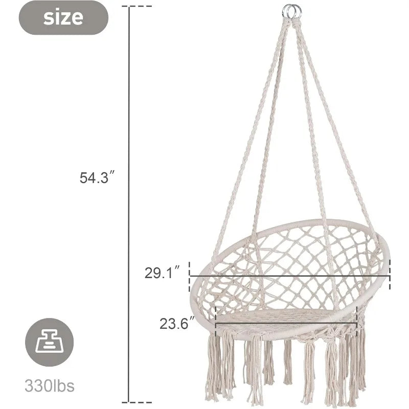 High-concerned Outdoor Hammock-Swing Chair With Pocket Macrame-Cotton Rope-Dyed Deluxe