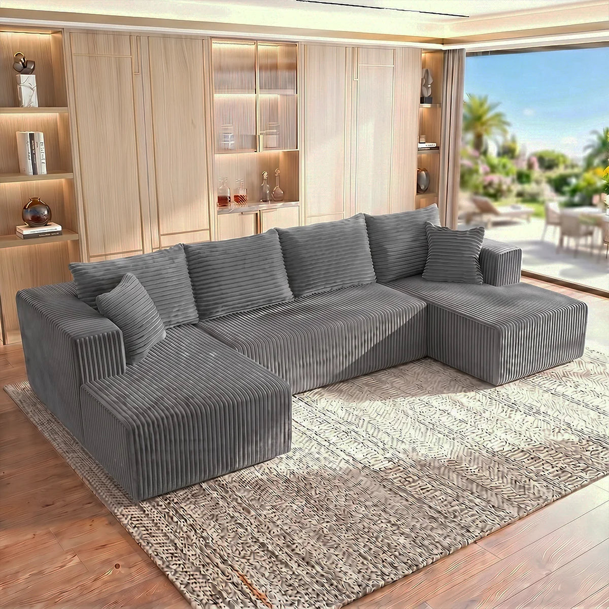 Boneless Modular Cloud Sectional Sofa With Double Chaise