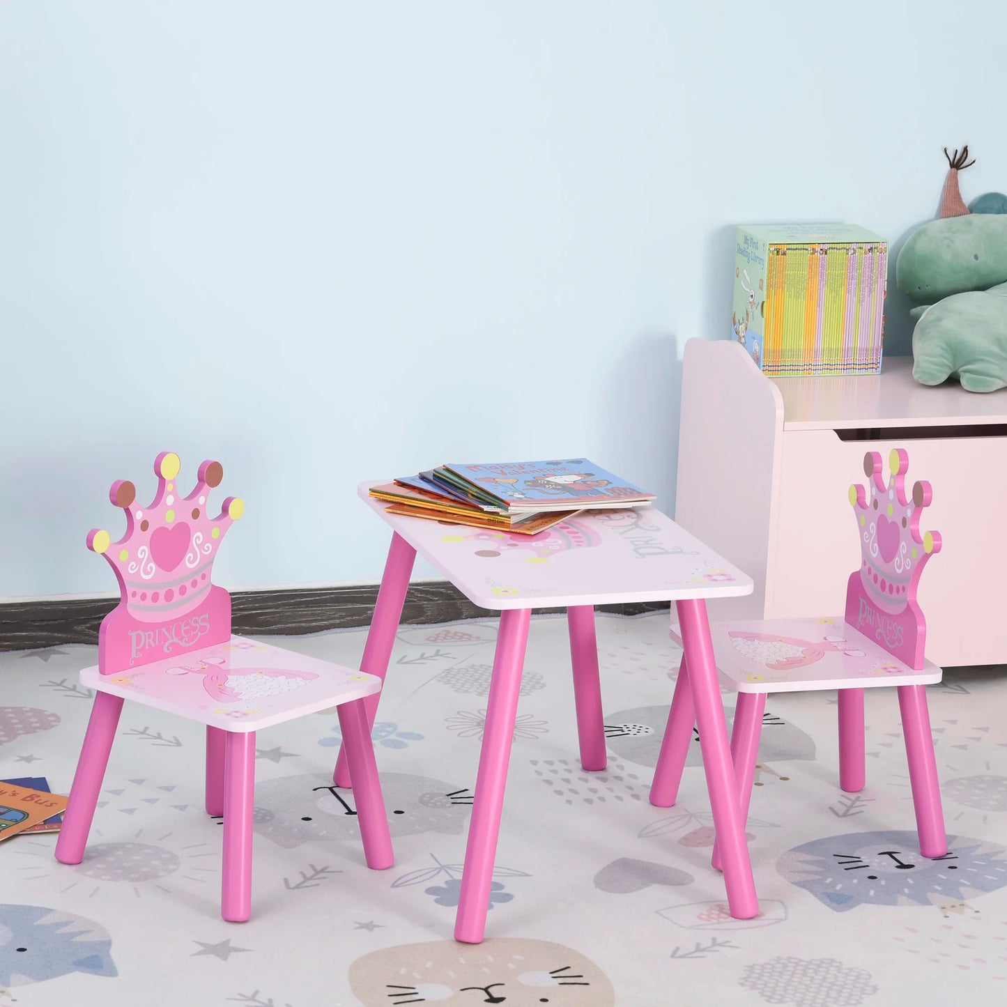 QABAH Crown Pattern Children's Table And Chairs Set