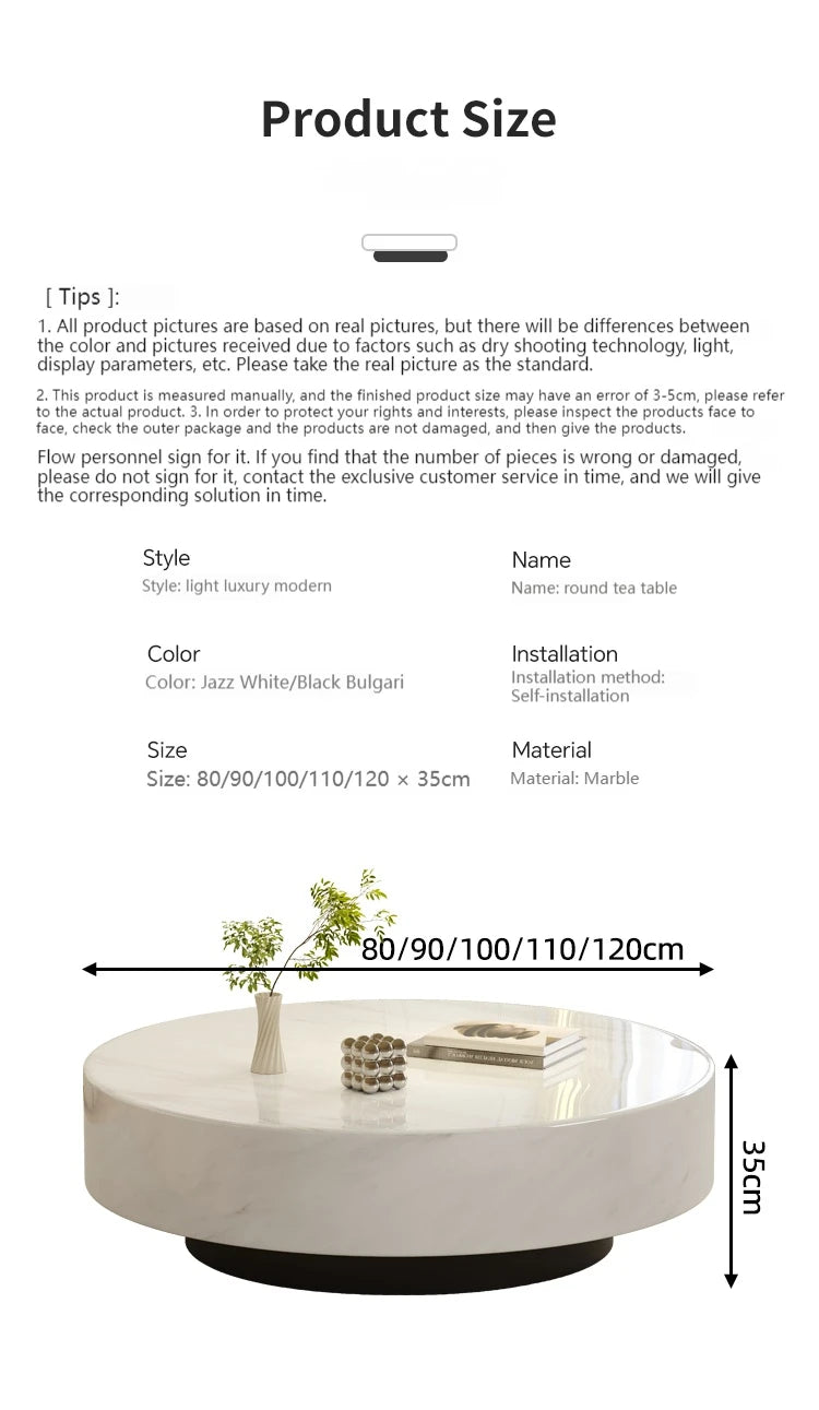 LIEI Round Marble Nesting Tables Set Minimalist Luxury
