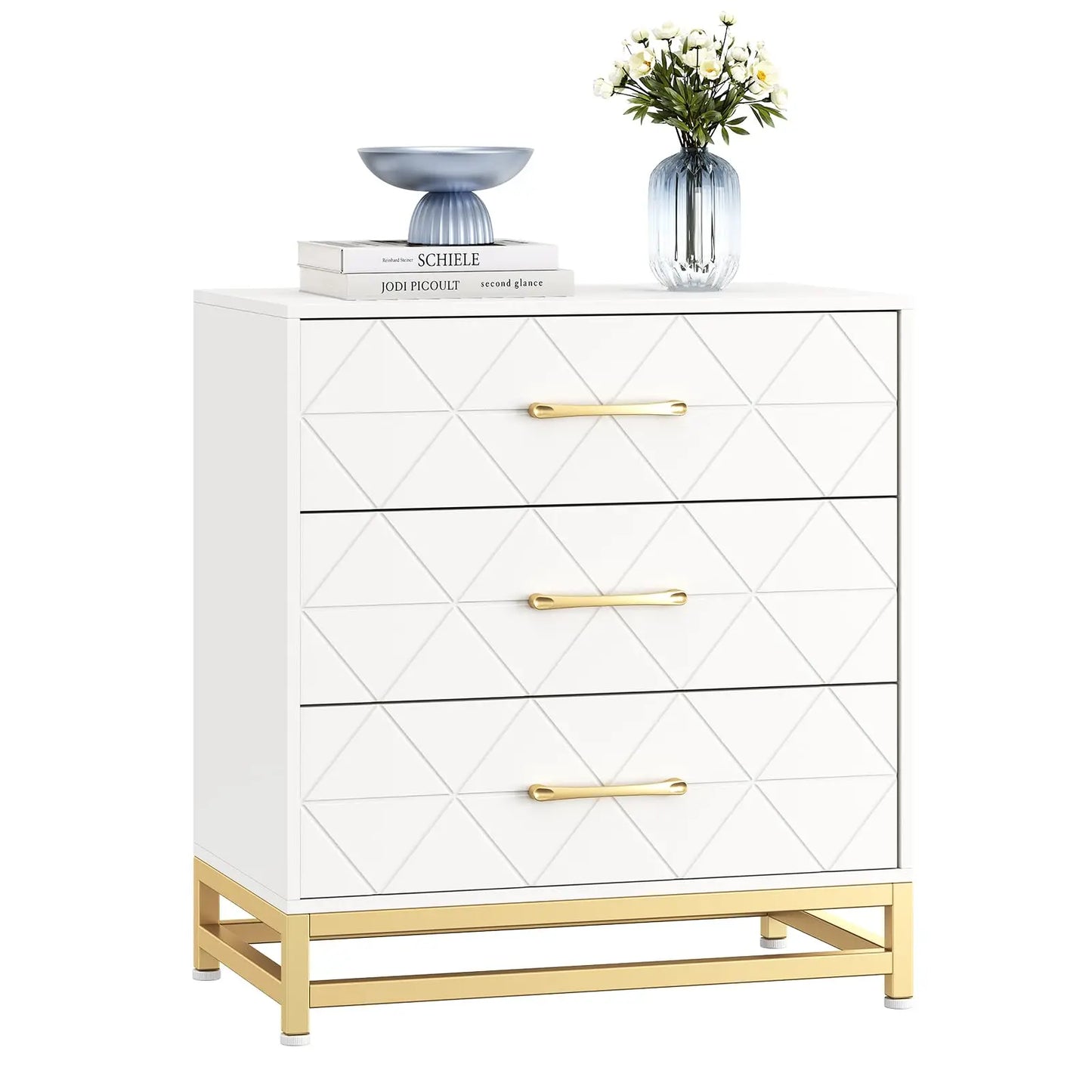 Studyset Modern 3-Drawer Dresser Wood Chest For Living Room