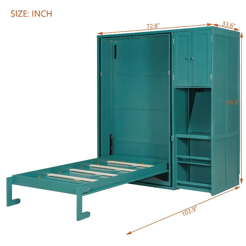 Rotating Wall Murphy Bed With Bookshelf And Extendable Desk