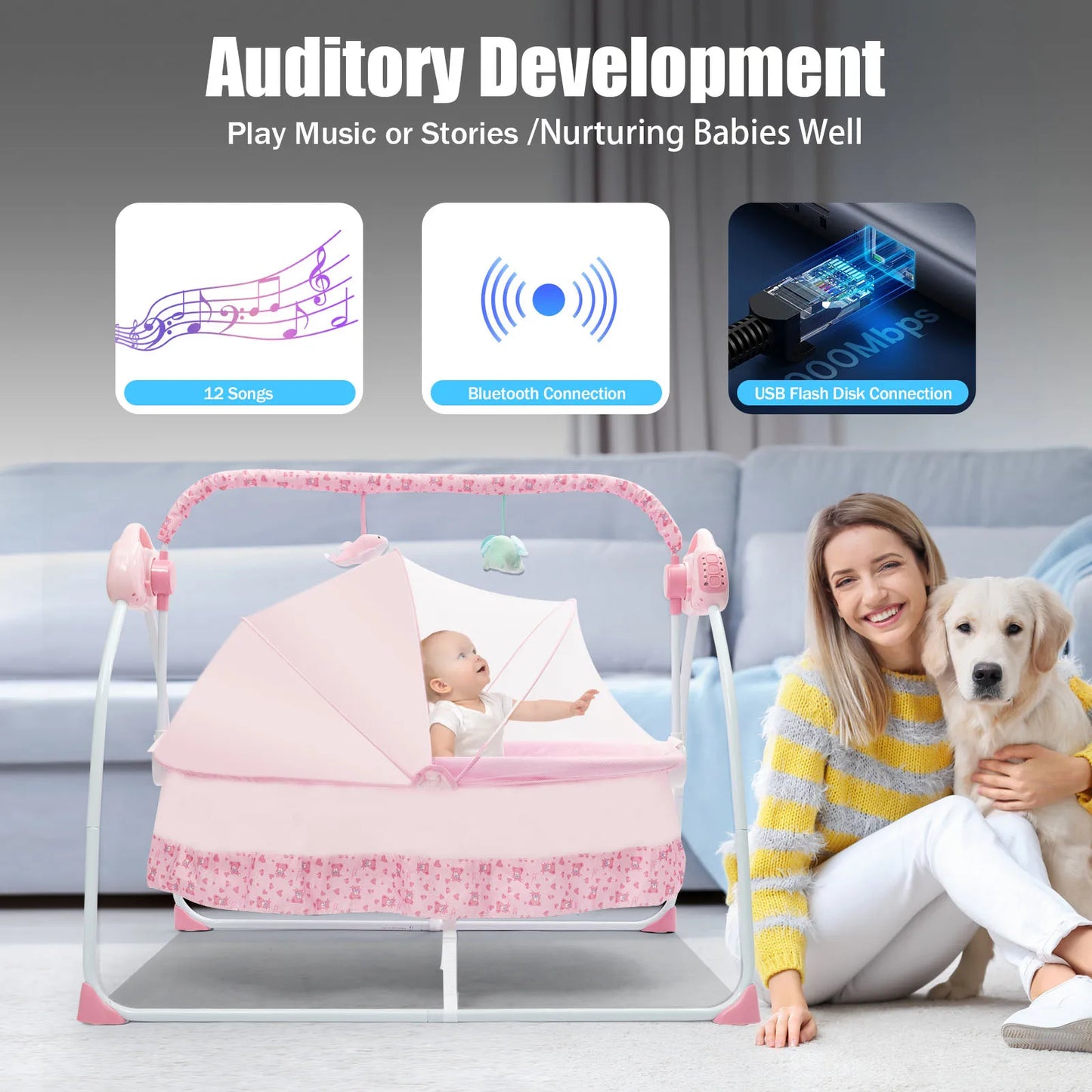 Devine In And Out Foldable Electric Baby Cradle Soothing