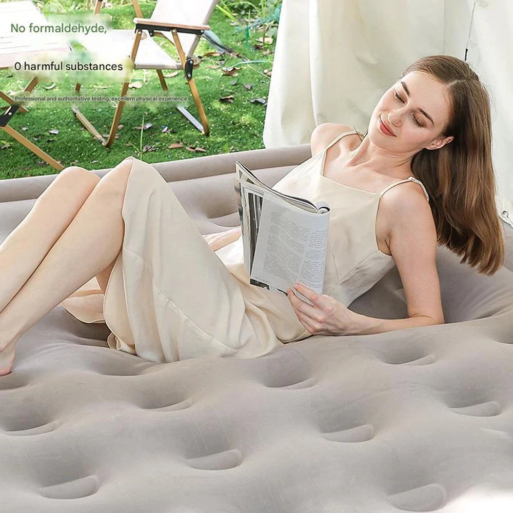 NONECN Inflatable Camping Air Bed With Backrest For Two