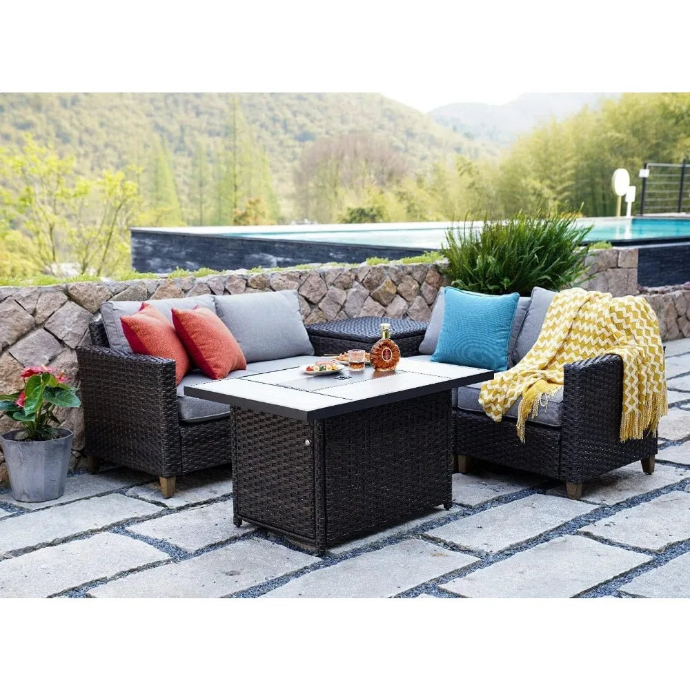 Outdoor Propane Fire Pit Table With Cover 60000 BTU