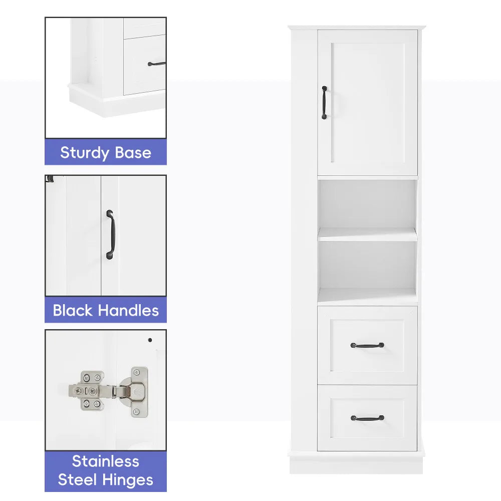 Tall Bathroom Storage Cabinet With Hook And Adjustable Shelf