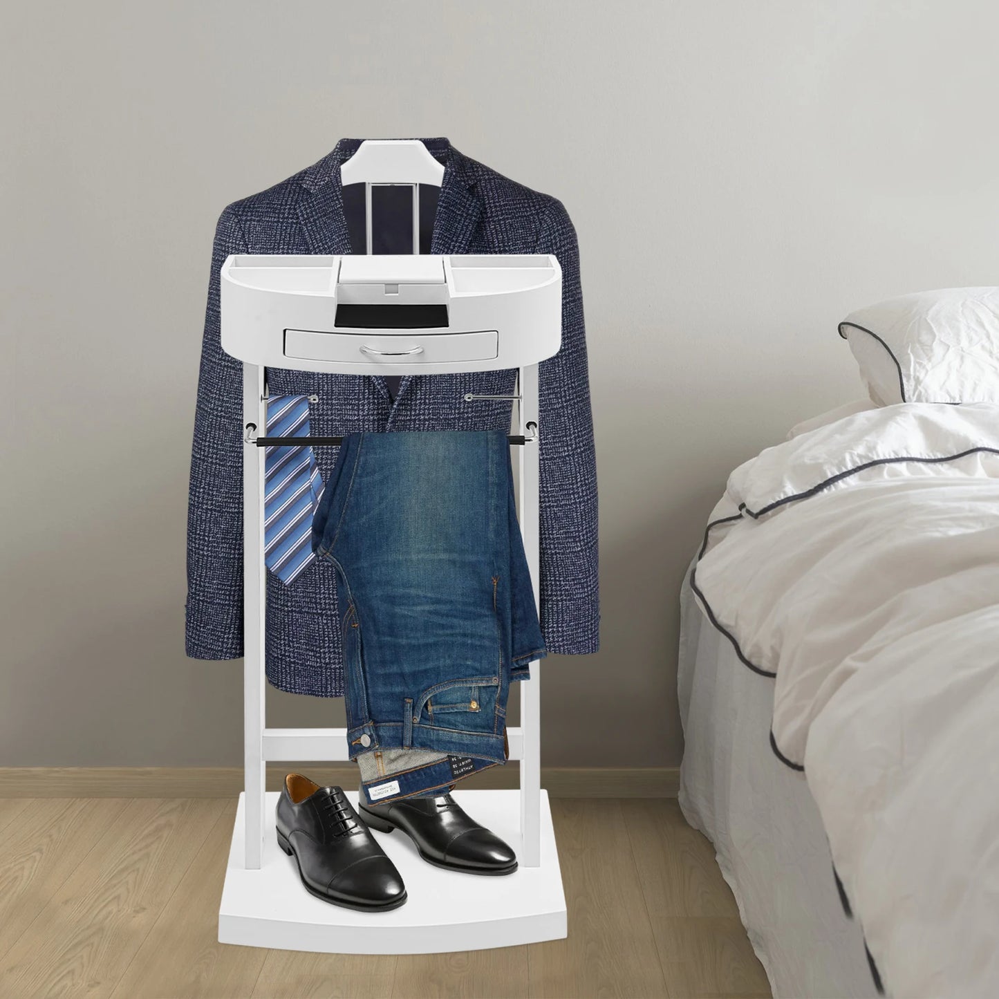 Hanging Clothes Stand Coat Rack Wood Velvet Finish Durable