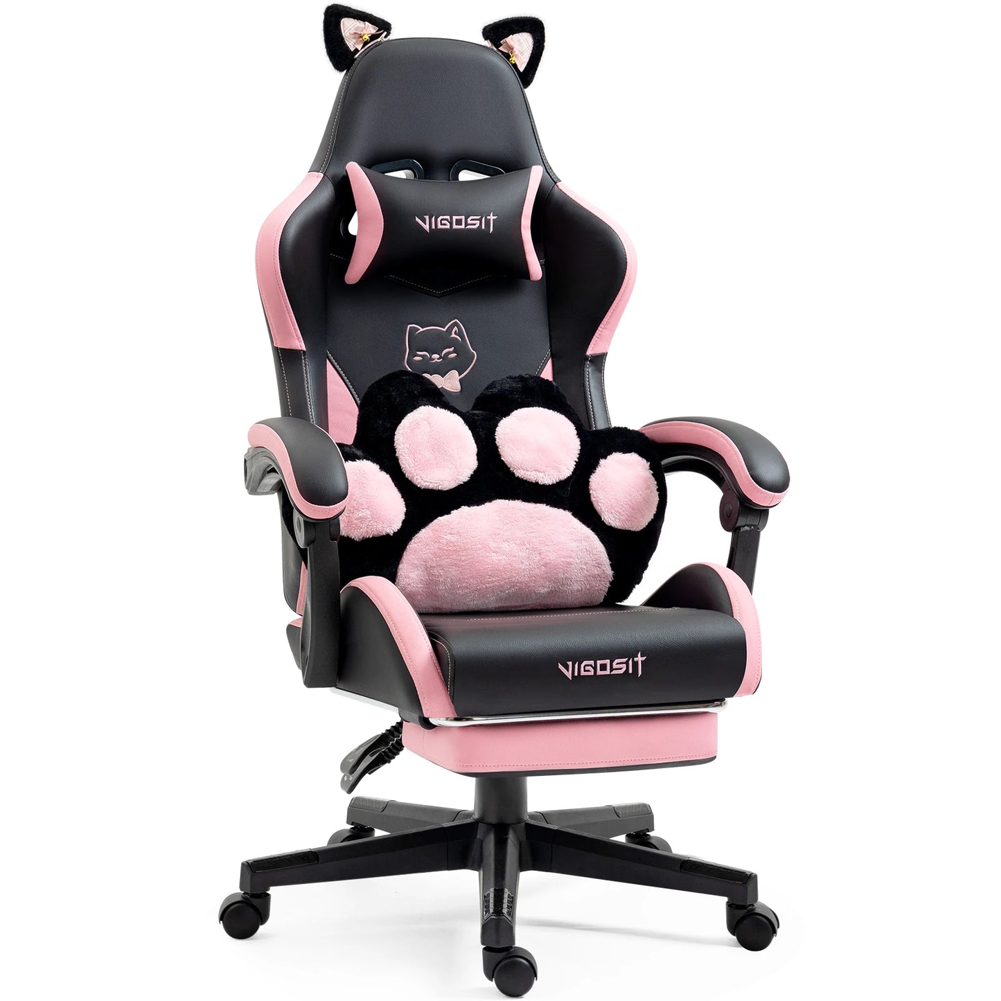 Vigosit Gaming Chair With Cute Ears And Kawaii Pillow Lumbar Support