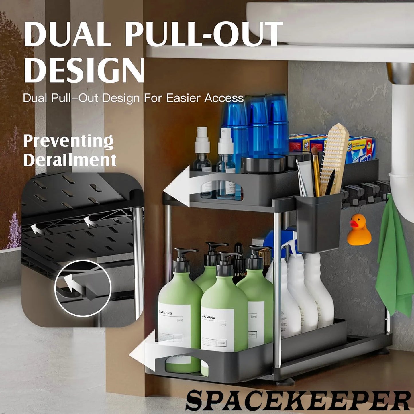 Two Pack Under Sink Organizers Two Tier Adjustable Storage
