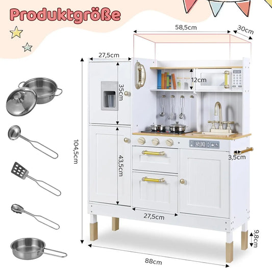 AuAgHign-concerned Wooden Kids Kitchen Set With Light and Sound