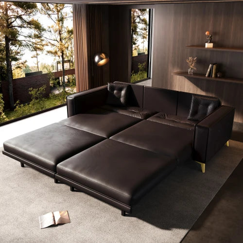 King Size Convertible Sofa Bed With Modern Tufted Design And Two Included Pillows