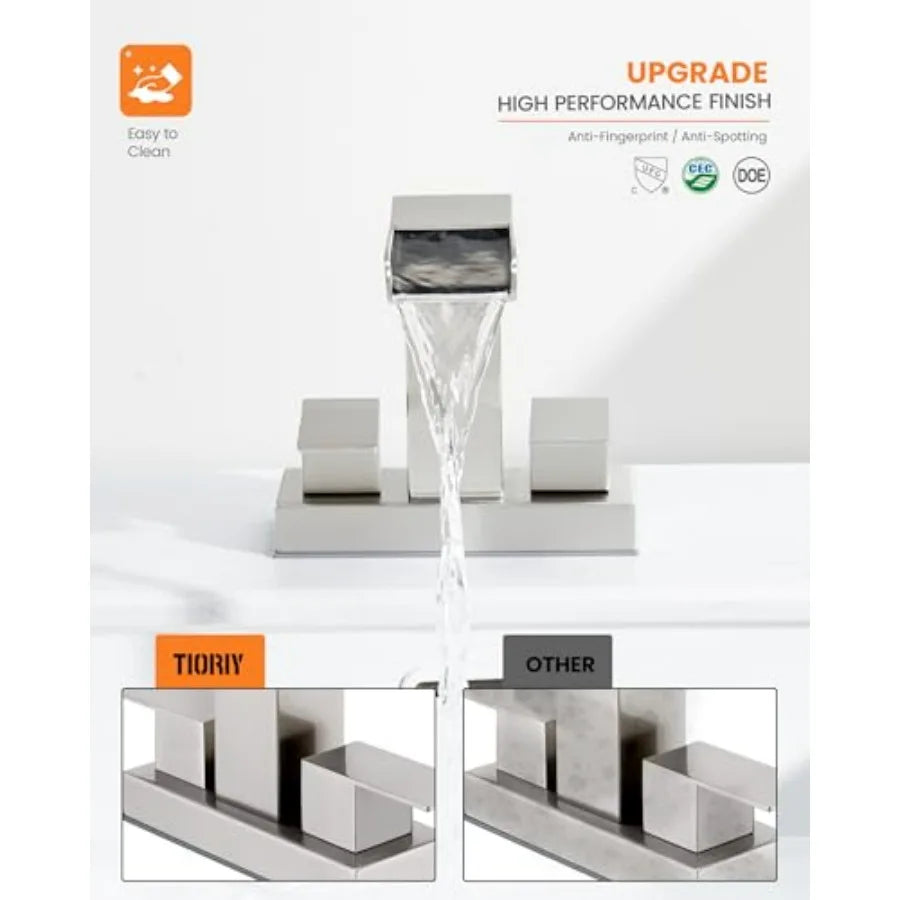 Waterfall Bathroom Faucet Two Handle Centerset With Pop Up Drain