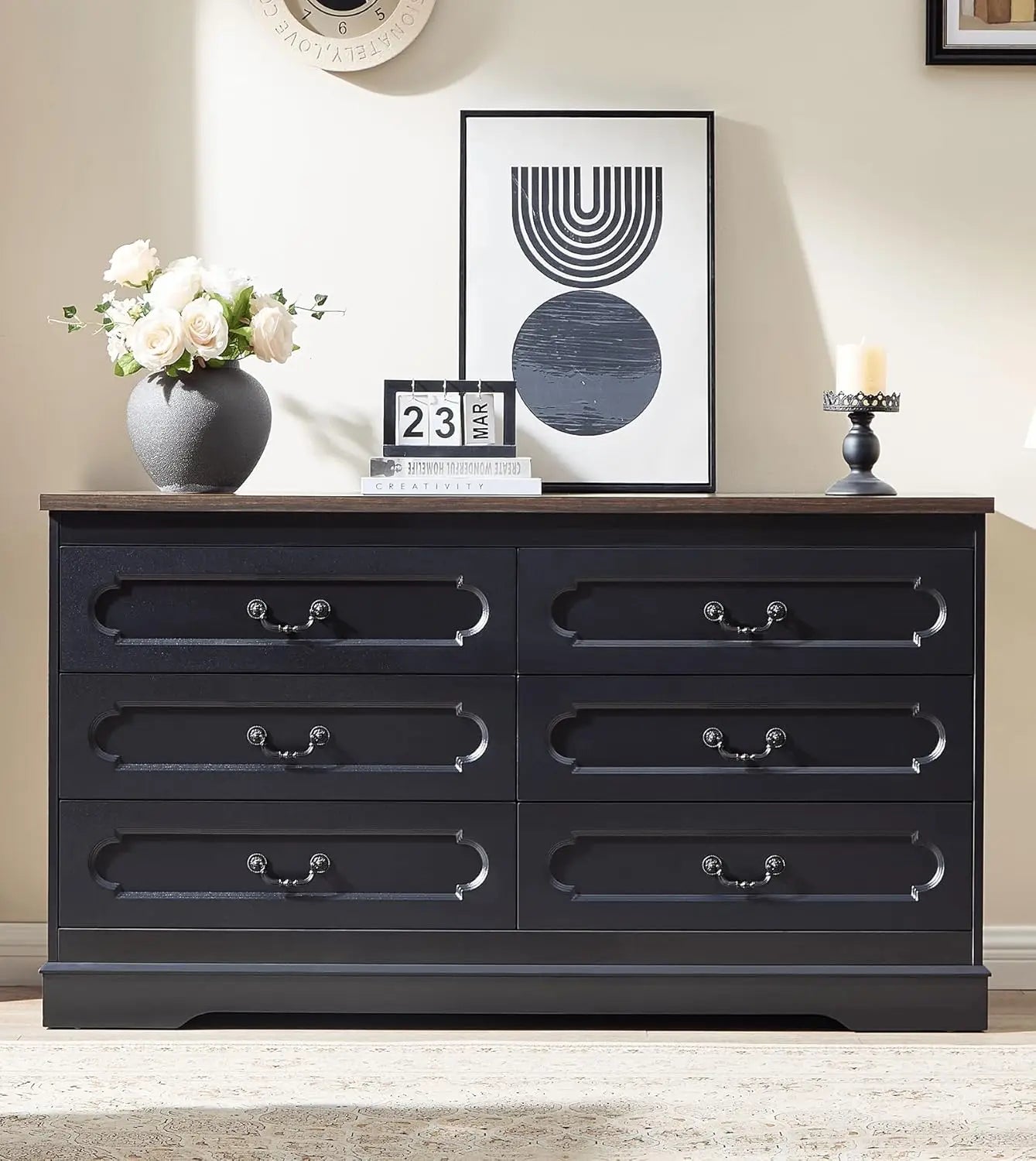 Farmhouse Cherry Wood Dresser Chest Of Drawers For Bedroom