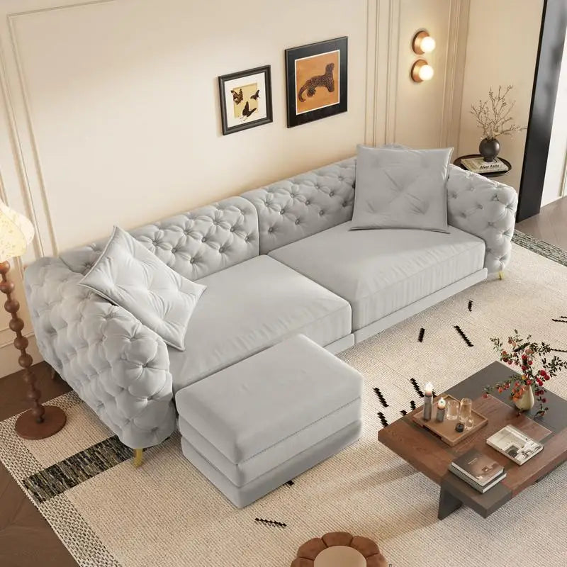 CN Sichuan Modern 3 in 1 Convertible Sofa Bed With Ottoman