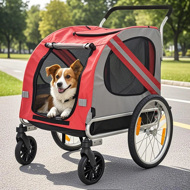 LanYuXuan Foldable Pet Stroller for Cats and Dogs Bicycle