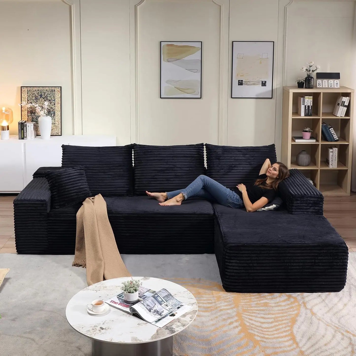 L Shaped Cloud Couch With Chaise Lounge Modular Sectional