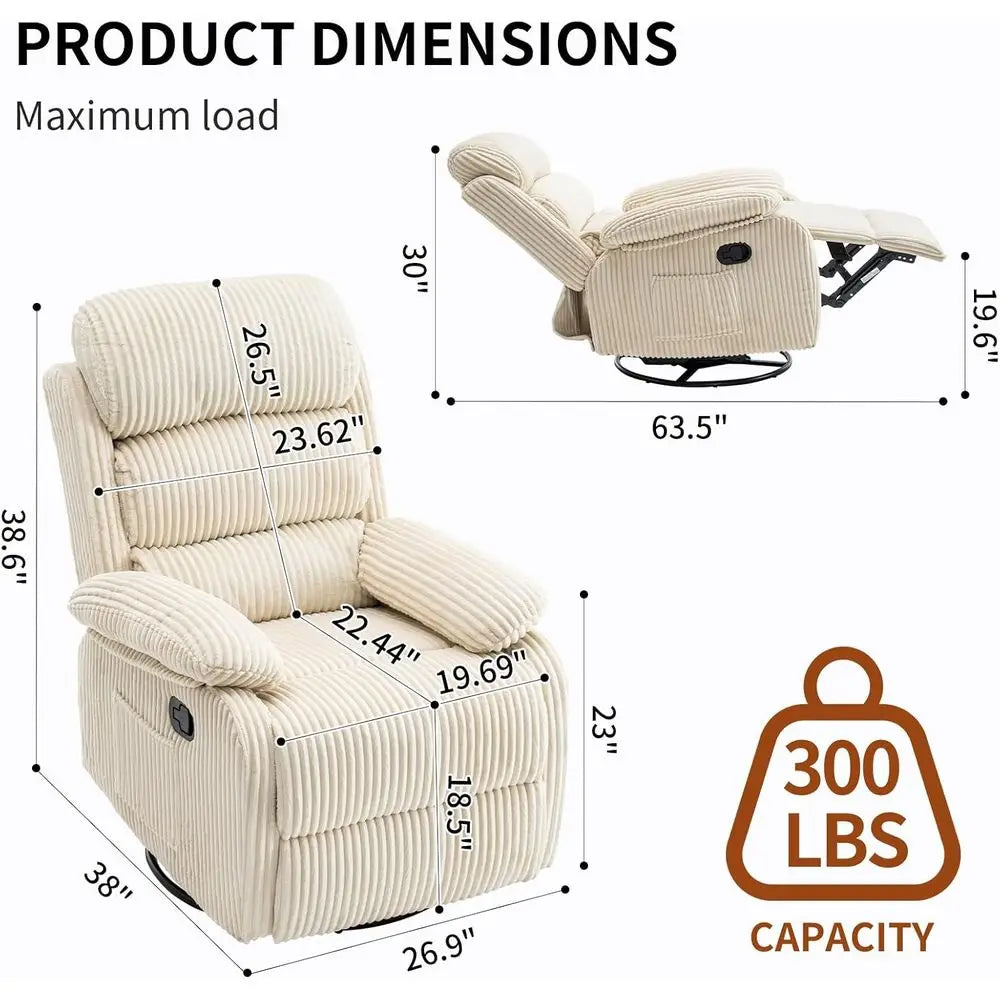 Comfortable 360 Degree Swivel Rocking Recliner Armchair