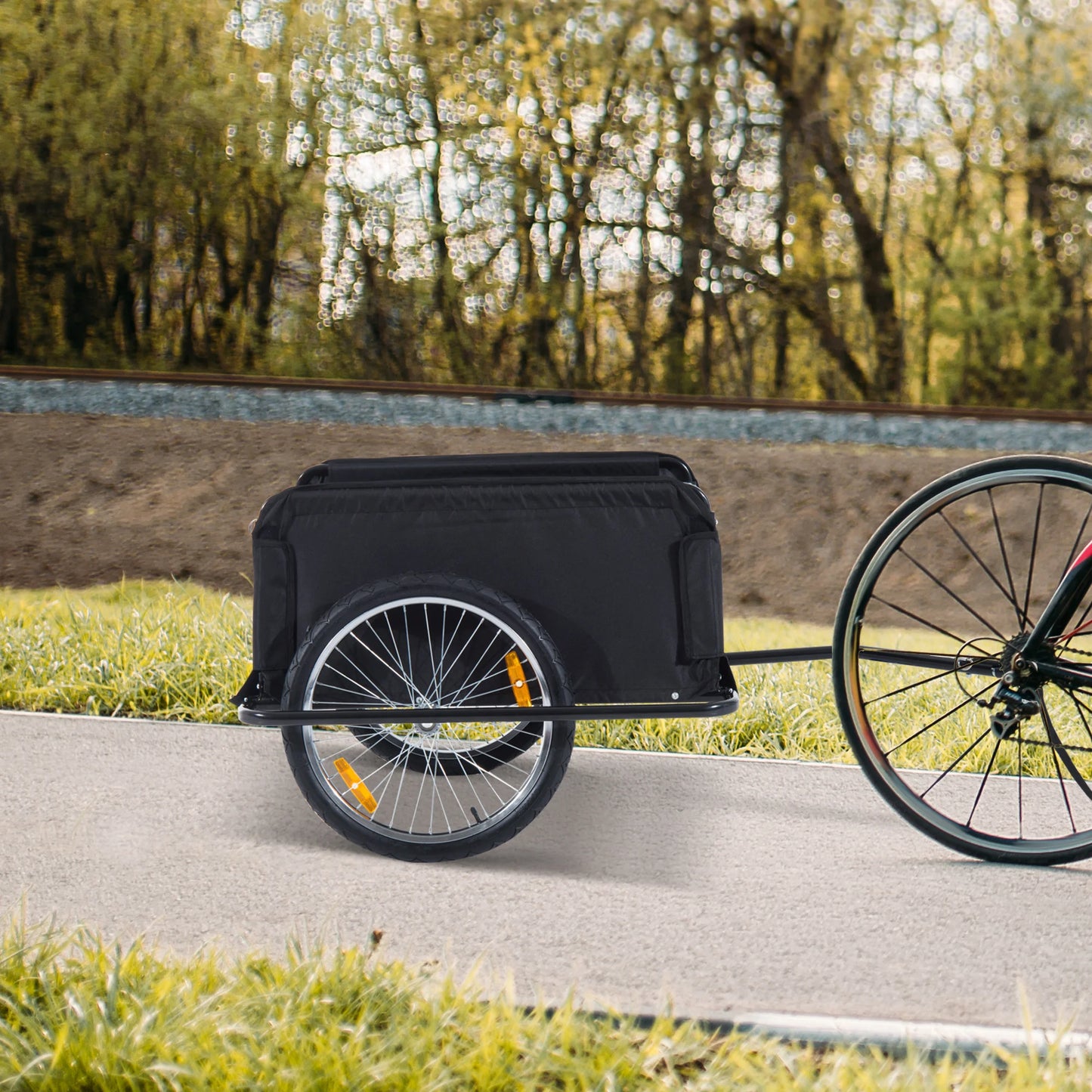 Aosom Elite Two-Wheel Bicycle Cargo Wagon Trailer with Folding Storage