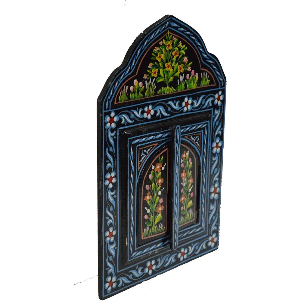 Handcrafted Moroccan Style Painted Door Wall Mirror Decor