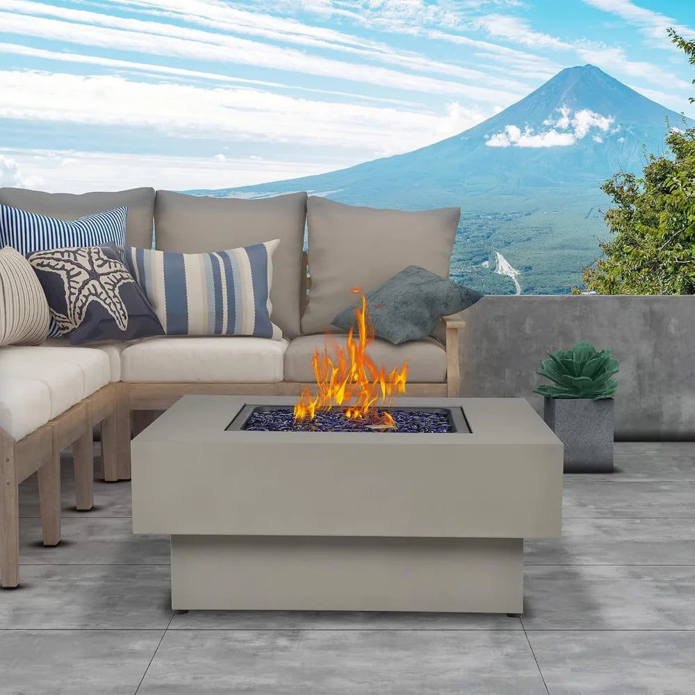Outdoor Gas Fire Pit Table 50,000-BTU With Lid Hose