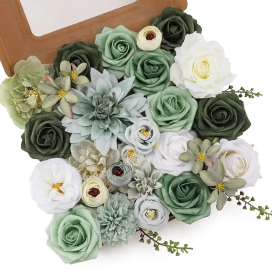 Artificial Silk Flowers Dahlias And Roses Bouquet Mix