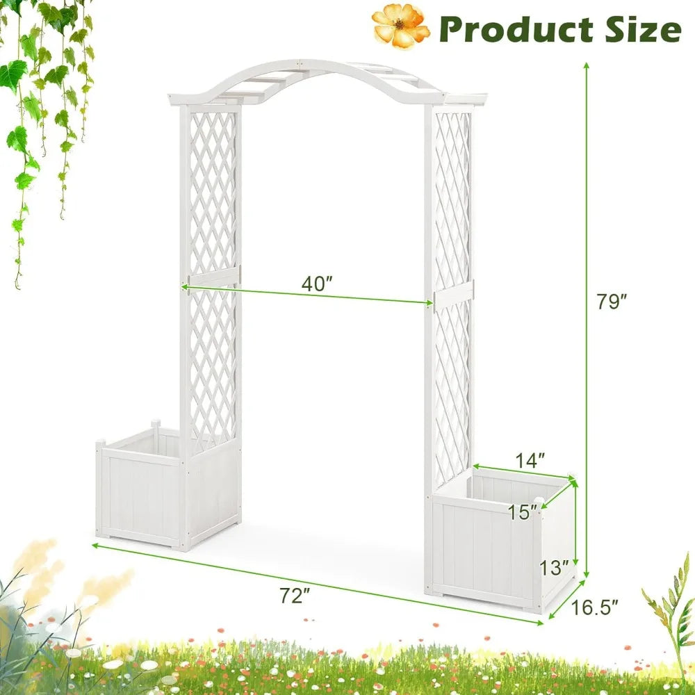MKDK Garden Arbor With Planter Wooden Arch Trellis Outdoor