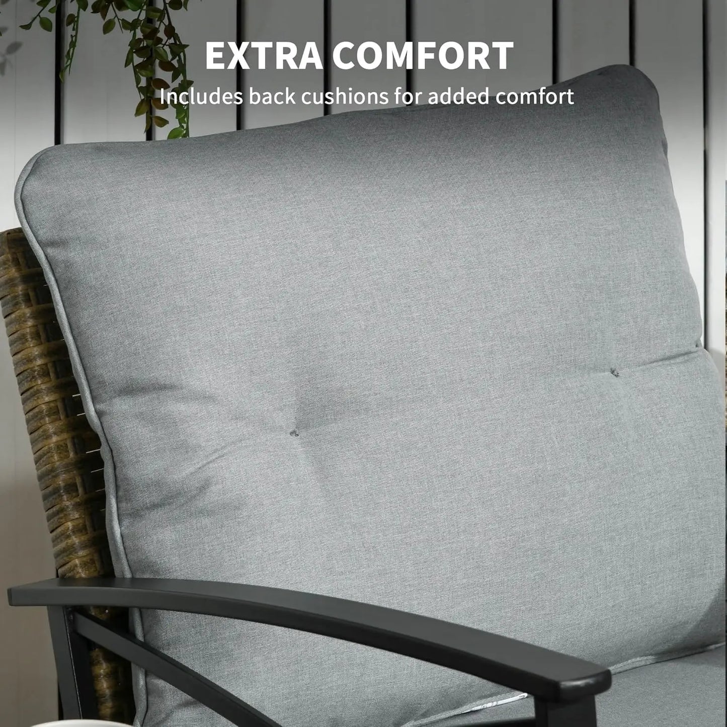 XIAOLANG 3 Piece Patio Rocking Chair Set Outdoor Wicker Bistro